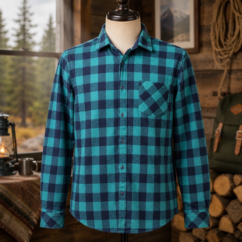 Nomad Performance Thermal Lined‎ Buffalo Plaid Flannel Shirt Mens XL Blue Teal